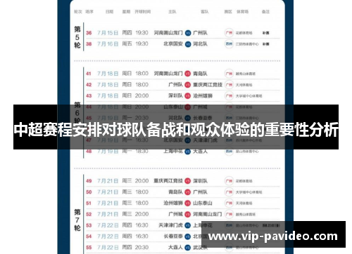 中超赛程安排对球队备战和观众体验的重要性分析