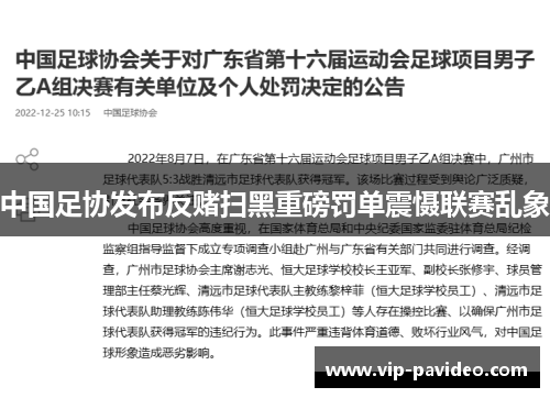 中国足协发布反赌扫黑重磅罚单震慑联赛乱象